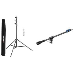 Walimex pro AIR 290 Deluxe lampas statīvs 290 cm - viegls statīvs ar pneimatisku balstiekārtu augstums maks. 290 cm, 7 kg kravnesība, melns un izlice (pretsvars 70-183 cm, 2 līdz 5 kg kravnesība), melns