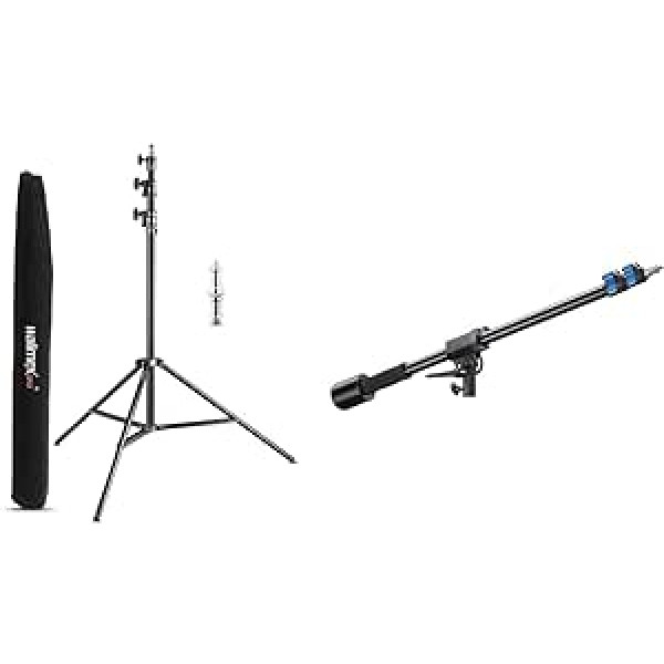 Walimex pro AIR 290 Deluxe lampas statīvs 290 cm - viegls statīvs ar pneimatisku balstiekārtu augstums maks. 290 cm, 7 kg kravnesība, melns un izlice (pretsvars 70-183 cm, 2 līdz 5 kg kravnesība), melns