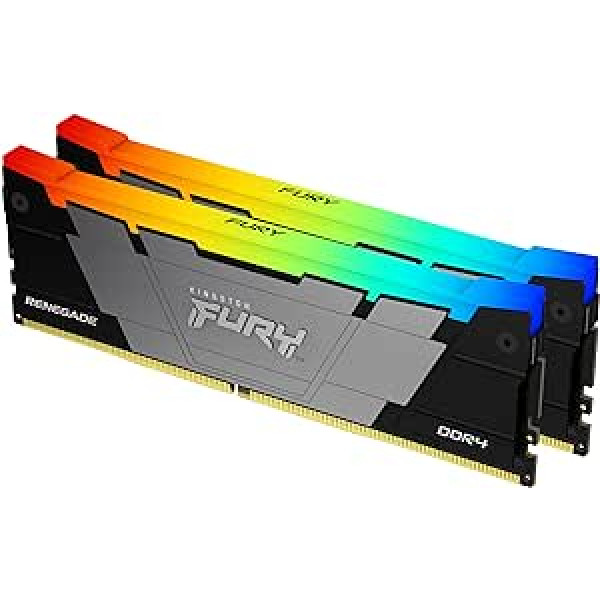 Kingston Fury Renegade RGB 64GB 3200MT/s DDR4 CL16 DIMM (komplektas su 2) Stalinio kompiuterio žaidimų atmintis – KF432C16RB2AK2/64