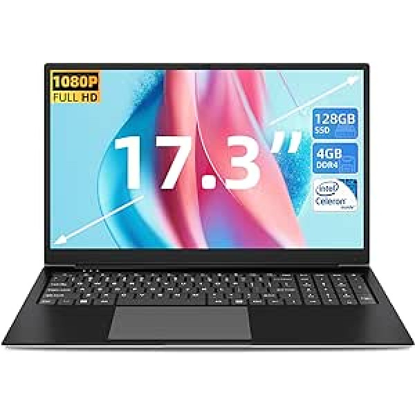 SGIN nešiojamasis kompiuteris 17 colių 4 GB RAM 128 GB SSD ROM nešiojamasis kompiuteris (TF 512 GB) I3 5005U, HD IPS, 2x USB 3.0, Bluetooth 4.2, dviejų juostų WiFi