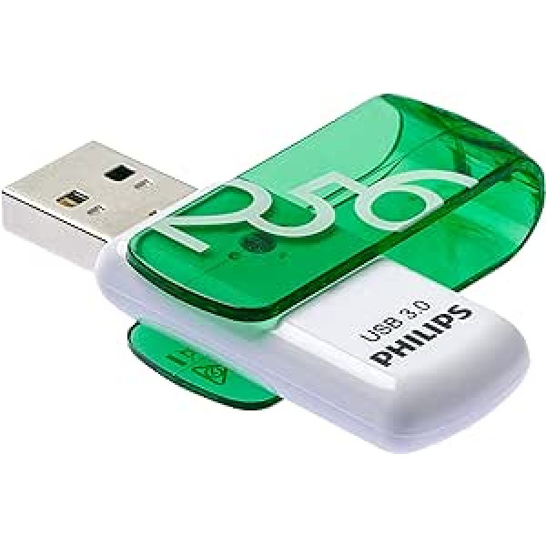 Philips USB zibatmiņa 256 GB atmiņa USB 3.0 zibatmiņas disks Vivid Edition ar grozāmu datoram, klēpjdators, datora datu krātuve Lasa līdz 100 MB/s, melns