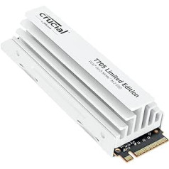 Crucial T705 CT2000T705SSD5A PCIe Gen5 NVMe M.2 Limited Edition iekšējais SSD, 2 TB, ar White Premium Heatsink (3.0), līdz 14 500 MB/s, Microsoft DirectStorage, PCIe 4.0 un 4.0 atpakaļsaderīgs