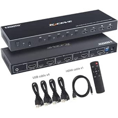 HDMI KVM slēdzis 4 porti 4K@60Hz HDMI USB 2.0 slēdzis datora peles un tastatūras slēdzis klēpjdatoram, personālajam datoram, PS4, Xbox HDTV, audio funkciju atbalsts