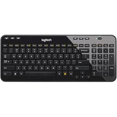 Logitech K360 bezvadu tastatūra, 2,4 GHz savienojums, izmantojot USB Unifying uztvērēju, 6 multivides taustiņi un 12 funkciju taustiņi, kompakts un kluss dizains, 3 gadu akumulatora darbības laiks, skandināvu QWERTY izkārtojums