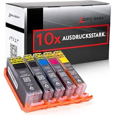 Logic-Seek 10x XXL tintes kasetnes, kas saderīgas ar PGI580 CLI580 Multipack, kas paredzētas Canon Pixma TR8550 TS705 TS6350 TS8350 TS9150 TS9550