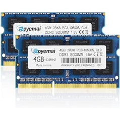 8GB (2x4GB) DDR3 1333MHz PC3-10600 Sodimm 2Rx8 1.5V CL9 Non-ECC Notebook Memory Module Upgrade for MacBook iMac