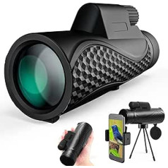 Adult Monocular Monocular with Smartphone Photo Adapter - 18mm Large Eyepiece, 16.5mm Super Bright BAK4 Prism FMC Lens for Bird Watching, Hunting, Sports