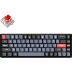 Keychron K6 Pro bezvadu pielāgota mehāniskā tastatūra, QMK programmējams makro, karsti maināms Keychron K Pro sarkans slēdzis, 65% ASV izkārtojuma alumīnija RGB fona apgaismojuma spēļu tastatūra