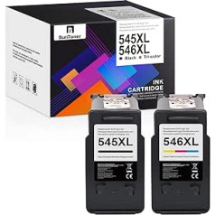 BunToner PG-545 546 XL Savietojams ar Canon printeru kasetnēm 545 546 XL Multipack Canon Pixma MX495 TR4550 MG3650 kasetnēm Canon TR4551 TS3150 printeru kasetnēm (melns, krāsains)