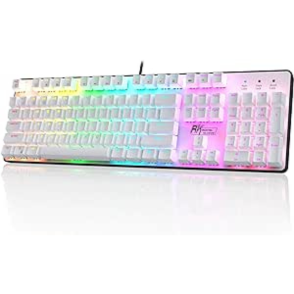 RK ROYAL KLUDGE RK920 Full Size Mechanical Keyboard Gaming Keyboard Rainbow Illuminated Mechanical Keyboard with 104 Keys and Numeric Keypad Tactile Brown Switch