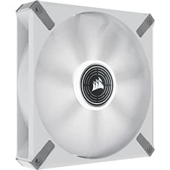 Corsair ML140 LED Elite 140 mm PWM ventilators ar baltu rāmi (CORSAIR AirGuide tehnoloģija, magnētiskās levitācijas gultnis, līdz 1600 apgr./min., astoņas spilgtas gaismas diodes, zems trokšņa līmenis, augsta gaisa plūsma) viens iepakojums 