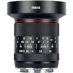 Meike 10mm F2.0 lielas apertūras platleņķa objektīvs manuālā fokusa APS-C objektīvs, kas ir savietojams ar Sony E Mount NEX 3 3N NEX 5R NEX 6 7 A6600 A6400 A5000 A5100 A6000