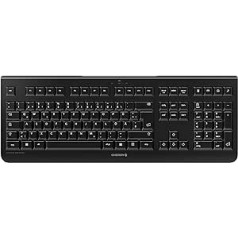 CHERRY KW 3000 bezvadu tastatūra ar ciparu tastatūru, vācu izkārtojums (QWERTZ), 2,4 GHz bezvadu savienojums, zema trokšņa līmeņa taustiņi, plakans dizains, darbināms ar akumulatoru, melns