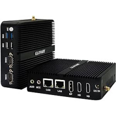 Glovary 12th Genless Industrial Mini PC Celeron J6413 Windows 11 Pro Dual LAN, DDR4 8GB RAM 256GB SSD, Dual COM Industrial Computer, Small Desktop PC, HD, DP, USB3.0, WiFi, BT4.0