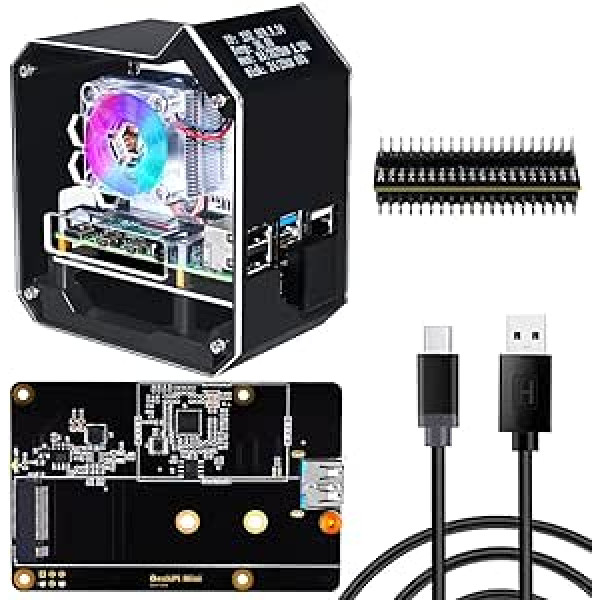 GeeekPi Raspberry Pi Mini Tower NAS komplekts, Raspberry Pi Ice Tower dzesētājs ar Raspberry Pi Ice Tower korpusu, X862 V2.0 M.2 NGFF SATA SSD atmiņas paplašināšanas plate tikai Raspberry Pi 4 modelim B