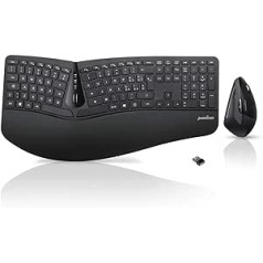 Perixx Periduo-605 ergonomiskā tastatūra un vertikālā pele, 3D dizains ar sadalītiem taustiņiem un ritināšanas ritenīti, regulējams plaukstas balsts un zems profils, itāļu QWERTY