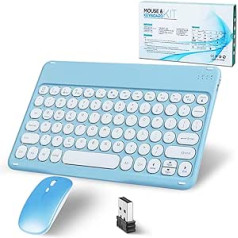 Bluetooth bezvadu tastatūra ar peli mini tastatūra Īpaši plāns bezvadu tastatūras peles komplekts iPad, Mac, klēpjdatoram, planšetdatoram, virsmai, tālrunim, Windows/Android/iOS QWERTY, ar neslīdošu matētu pārklājumu