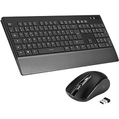 ANSTA Wireless Mouse Keyboard Combination, Wireless Keyboard with Mouse, 2.4 GHz German Wireless Layout with Armrest, PC/Notebook Battery Life is Long