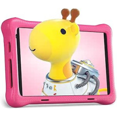 Wqplo Kinder Tablet 8 Zoll Android 12 Quad-Core 2 GB RAM 32 GB ROM 1280x800 IPS HD-Displejs 4000 mAh Dual-Kamera WLAN Bluetooth Kinder-Tablet ar Schutzhülle (Rosa)