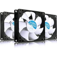 AABCOOLING Super Silent Fan 8 PWM – tylus ir efektyvus 80 mm korpuso ventiliatorius su 4 antivibraciniais trinkelėmis Ventiliatorius PC ventiliatorius 8 cm kompiuterio ventiliatorius 9,5–17,9 dB(A) 30–56 m3/h – 3 vnt.