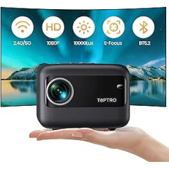 Mini projektors elektriskais fokuss: Full HD 1080P atbalsta TOPTRO 12000 Lumen 5G WiFi Bluetooth projektoru mājas kinozāle mobilajam tālrunim, pārnēsājams projektors ar 240 collu displeju, saderīgs ar televizoru