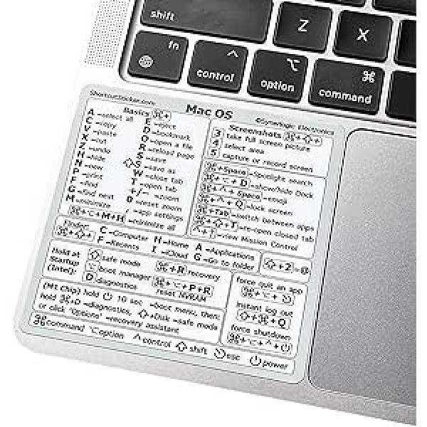 SYNERLOGIC (M/Intel) Mac OS spartusis klavišas Be likučių vinilo lipdukas, suderinamas su 13–16 colių MacBook Air / Pro iMac Mac Mini (balta, 10 vnt.)