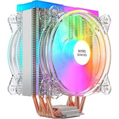 Mars Gaming MCPU66, Triple ARGB CPU Heatsink, 6 Heatpipes HCT, TDP 220W, 2 Fans 12 cm, Black