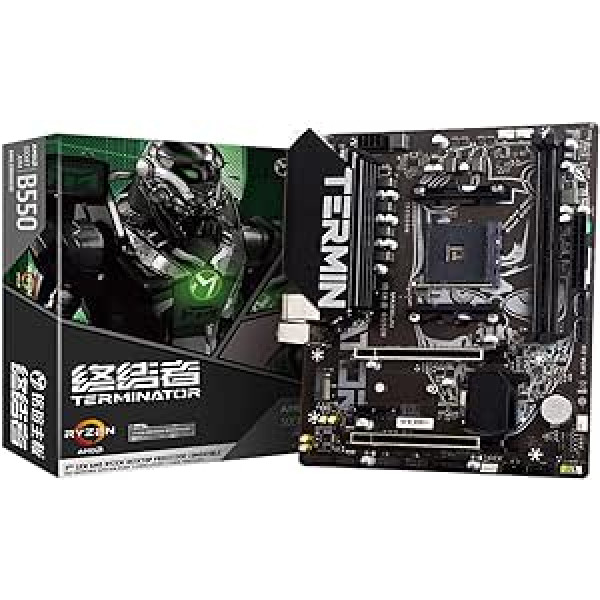 MAXSUN mātesplate B550 Terminator Gaming M-ATX datora mātesplate AMD AM4 Zen 3, DDR4, PCIe 4.0, M.2, SATA 6Gb/s, USB 3.2 HDMI/VGA, Micro ATX AMD Ryzen 5000 un 3000 sērijas procesoriem