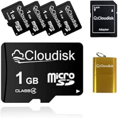 Cloudisk 5 Pack Micro SD Card with Micro SD Adapter Card Reader Memory Card Bulk Sale (1GB)