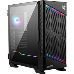 MSI MPG VELOX 100P AIRFLOW vidutinio bokšto kompiuterio dėklas, tinka E-ATX pagrindinei plokštei, grūdinto stiklo šoninis skydelis, optimizuotas oro srautui, „Mystic Light“, palaiko 2 x 360 mm aušintuvus, šoninius oro įsiurbimus