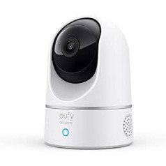 eufy Security Solo IndoorCam P24, 2K iekštelpu novērošanas kamera, panorāmas/noslieces drošības kamera, WiFi, personu noteikšana, nakts redzamība, kustības sensors, HomeBase nav saderīga