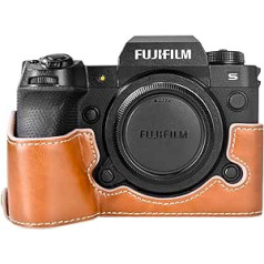 Fuji XH2S/X-H2S Case, MUZIRI KINOKOO Leather Bottom Compatible with Fujifilm XH2S/X-H2S Camera Half Body Protective Case, Brown PU Leather, Cosmetic case