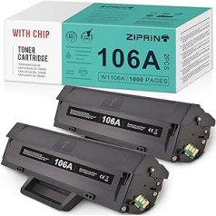 ZIPRINT 106A W1106A Toner Suderinamas HP 106A Toneris, skirtas HP Laser 107w Toner, HP Laser MFP 135wg 135w 137fnw 135a 107a 107r 135r spausdintuvas (2 Nero)