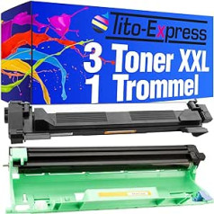 Tito-Express PlatinumSerie 3 Toner & Drum XXL Suderinamas su Brother DR-1050 TN-1050 HL-1112 Series MFC-1810 MFC-1815 MFC-1910W MFC-1911NW