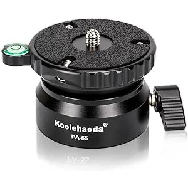 Koolehaoda PA-55 statīva līmeņošanas pamatne +/- 15 grādu precizitātes regulēšana ar 1/4 collas skrūvi un nobīdes līmeņrādi Canon Nikon DSLR kamerām