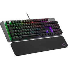 Cooler Master CK550 V2 mehāniskā spēļu tastatūra, vadu tastatūra ar RGB fona apgaismojumu un plaukstas balstu, vadība lidojumā — IT izkārtojums / sarkani TTC slēdži