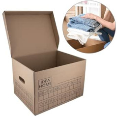 IDEA HOME 12 vienetų rinkinys Movebox Archyvas Kartoninė laikymo dėžutė su dangteliu Labai stabili pakavimo dėžutė, kurios keliamoji galia 30 kg Dydis: 431 x 333 x 294 mm