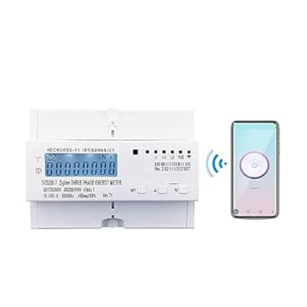 Leistungsmesser, 3 fāzes Tuya Din Rail WIFI viedais enerģijas skaitītājs taimera monitors KWh skaitītājs vatmetrs 80A strommonitors (krāsa: 1 UK, izmērs: enerģijas skaitītājs)