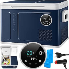 KESSER® Compressor Cool Box 2-in-1 divzonu ledusskapja un saldētavas nodalījums, 40 litru elektriskā saldētavas kaste, LED Touch darbība 12/24 V 230 V, ledusskapis, dzesēšana līdz -20 °C automašīnām, kravas automašīnām, kempinga flote