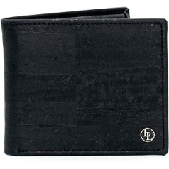 Vyriška piniginė iš veganiškos kamštienos odos, vyriška piniginė su RFID apsauga, veganiška piniginė, kamštinė piniginė tvari LOCKLAIR, juoda, moderni