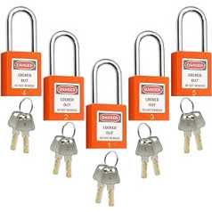 Lockout Tagout Schlösser, Sicherheitsvorhängeschlösser, Loto-Schlösser, unterschiedlich schließend, aus Kunststoff, 1–5 Orange