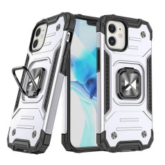 Bruņu maciņš iPhone 14, magnētisks turētājs Ring Armor, sudrabs