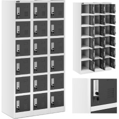 Frommstarck Социальный металлический шкафчик с отделениями для гардероба, 18 шкафчиков с ключом.