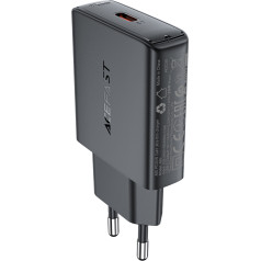 Acefast Mažas plokščias GaN PD 20W USB-C įkroviklis, juodas