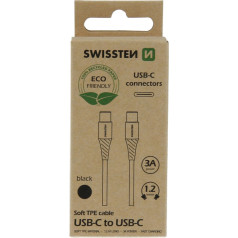 Swissten Soft 3A USB-C - USB-C Datu un Uzlādes Kabelis 1.2m