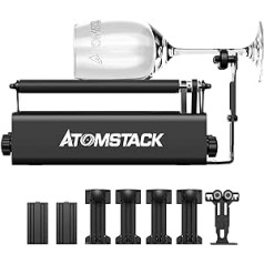 ATOMSTACK R3 Pro lāzergravēšanas stāvvada rotators 360° grozāms dažāda izmēra cilindrisku priekšmetu, lāzera griezēju un gravēšanas iekārtu kārbu lāzergravēšanai