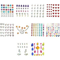 10 Sheets Gem Stickers for Crafts, Stick On Nail Arm Self Adhesive Rhinestone Stickers Sparkly Crystal Jewel for Party Supplies Face Gem DIY Decoration (Size: 10 Sheets)