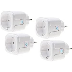 WiFi viedligzda 16A, Alexa ligzda, 4 pack, Smart Home ligzda, ar tālvadības pulti un balss vadību, darbojas ar Alexa, Google Home, tikai 2,4 GHz