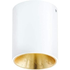 EGLO LED Deckenleuchte Polasso, Deckenlampe aus Metall in Weiß und Gold, Wohnzimmerlampe warmweiß, Ø 10 cm