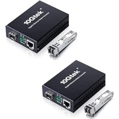 A Pair of Gigabit Multi-Mode LC Fiber Media Converter, with 2 Pcs SFP SX Modules, Fiber to Ethernet Converter, 1000Base-SX to 10/100/1000M RJ45, MMF, 850nm, up to 550m